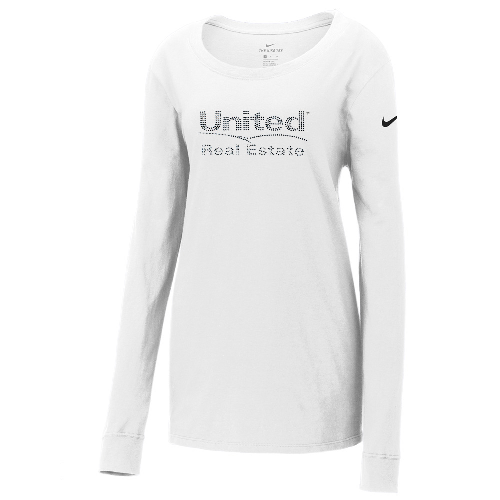 United Real Estate Group Bling Nike Core Cotton Long Sleeve Tee - Women's  White | Markful, image size:1000x1000