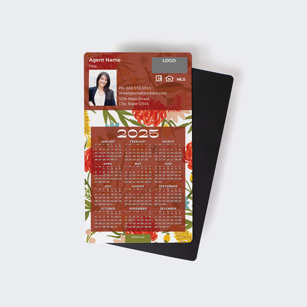 Picture of Gouache Blossoms - Custom Full Calendar Magnets: Executive - 2025