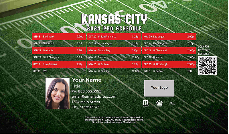 Picture of Kansas City Chiefs Personalized Football-Shaped Football Magnet 2024