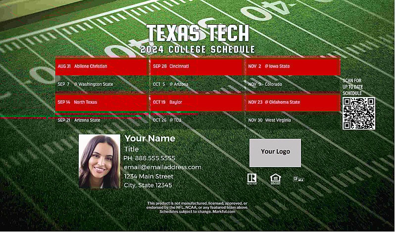 Picture of Texas Tech Personalized Football-Shaped Football Magnet 2025