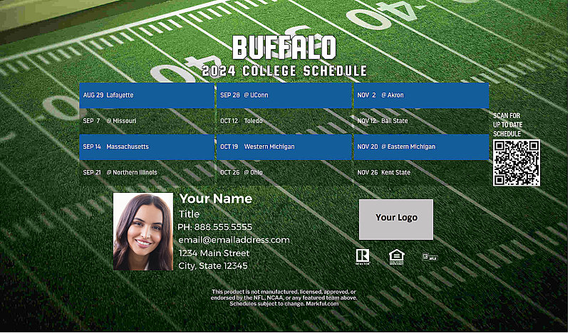 Picture of U at Buffalo Personalized Football-Shaped Football Magnet 2024