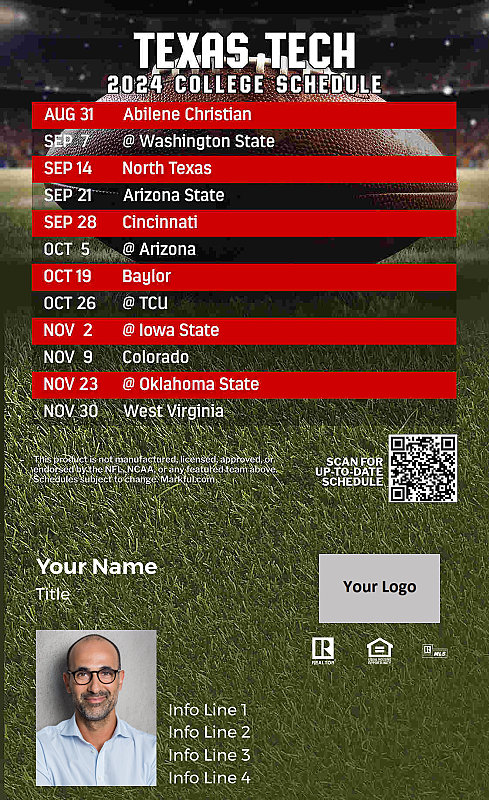 Picture of Texas Tech Custom Full Football Magnets 2025