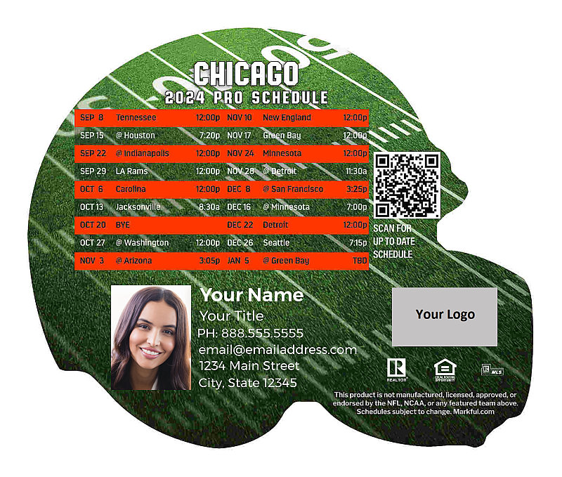 Picture of Chicago Bears Personalized Helmet-Shaped Football Magnet 2024