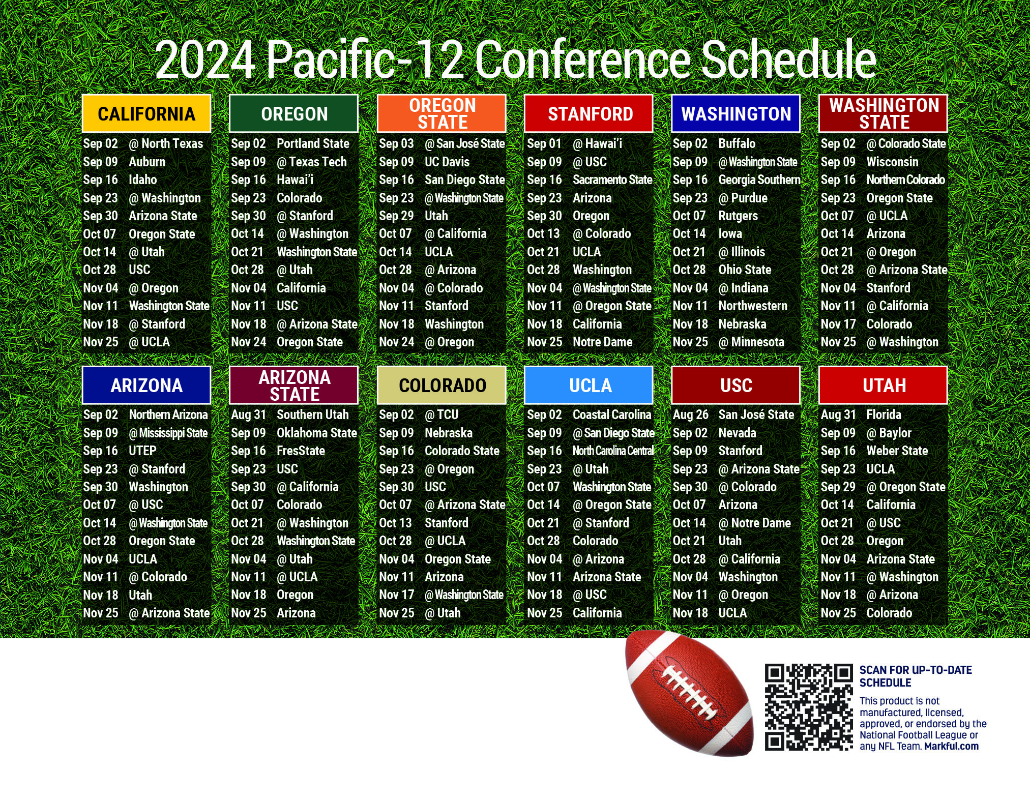 Picture of Pac-12 Personalized Jumbo Football Magnet 2024