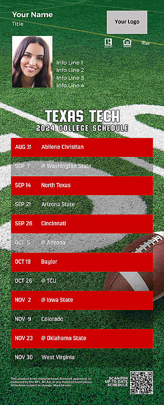 Picture of Texas Tech Personalized PostCard Mailer Football Magnet 2025