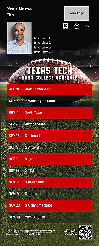 Picture of Texas Tech Personalized PostCard Mailer Football Magnet 2025