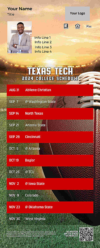 Picture of Texas Tech Personalized PostCard Mailer Football Magnet 2025