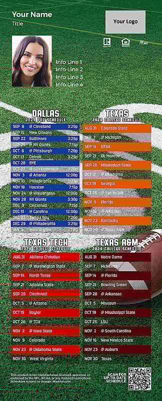 Picture of Cowboys/U of Texas/Texas Tech/Texas A&M Personalized PostCard Mailer Football Magnet 2025