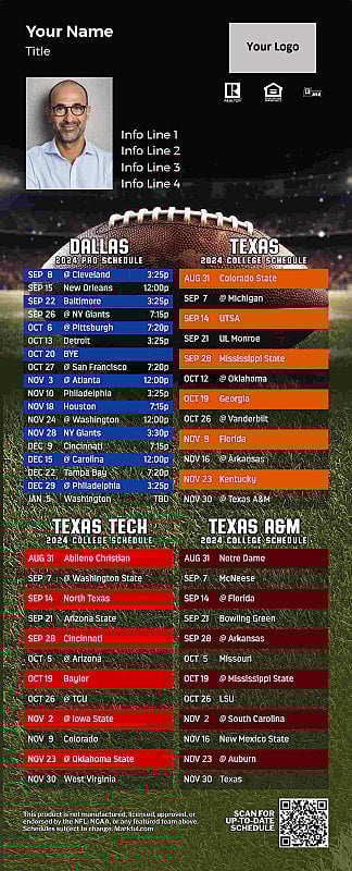 Picture of Cowboys/U of Texas/Texas Tech/Texas A&M Personalized PostCard Mailer Football Magnet 2025