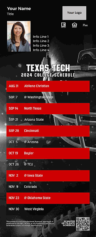 Picture of Texas Tech Personalized QuickCard Football Magnet 2025
