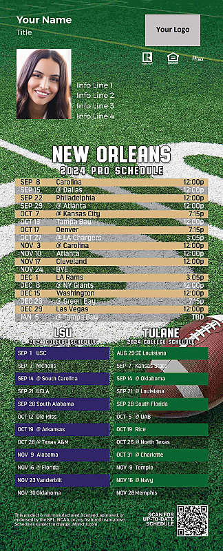 Vintage popular Saints, Tulane, and LSU Schedule Plate (1980)