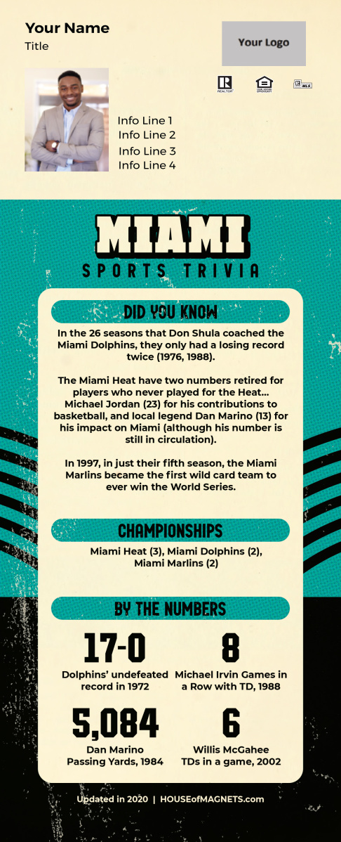 Picture of Custom Postcard Mailer Sports Trivia Magnets - Miami