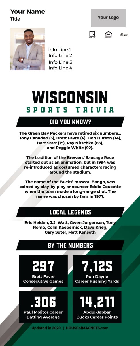 Picture of Custom Postcard Mailer Sports Trivia Magnets - Wisconsin