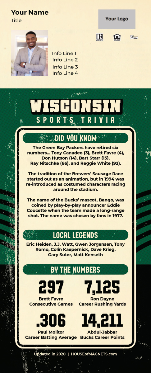 Picture of Custom QuickCard Sports Trivia Magnets - Wisconsin