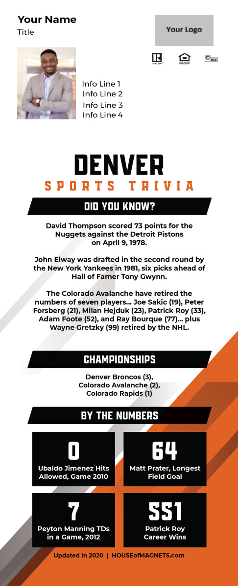 Picture of Custom QuickMagnet Sports Trivia Magnets - Denver