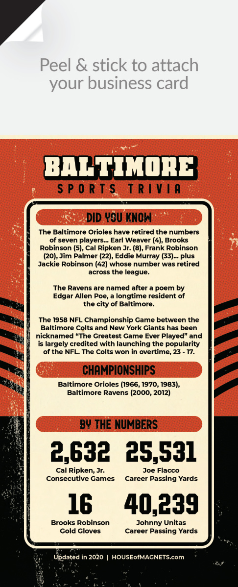 Picture of Custom QuickStix Sports Trivia Magnets - Baltimore