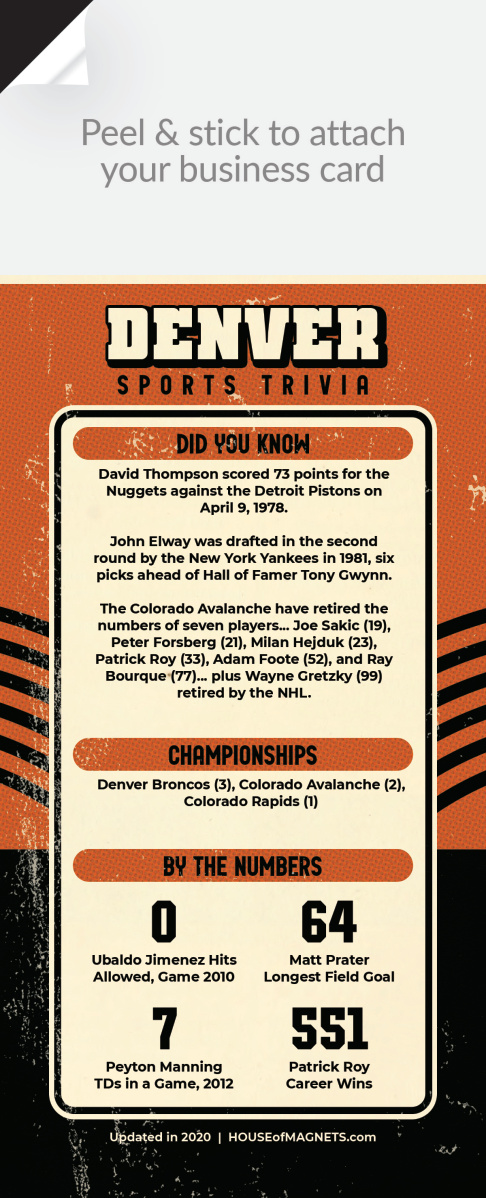 Picture of Custom QuickStix Sports Trivia Magnets - Denver