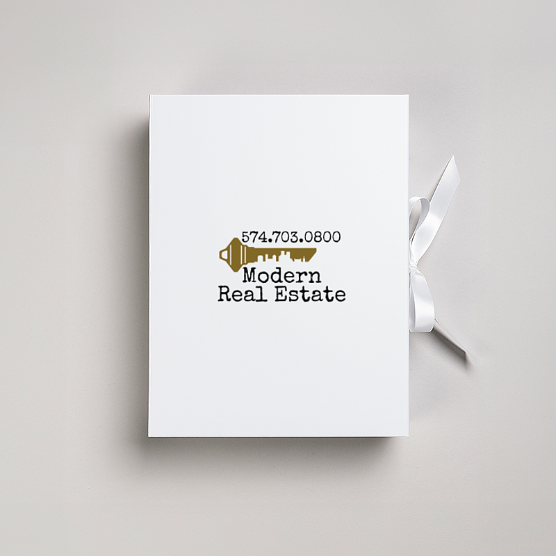 Picture of Magnetic Presentation Box with Ribbon - White