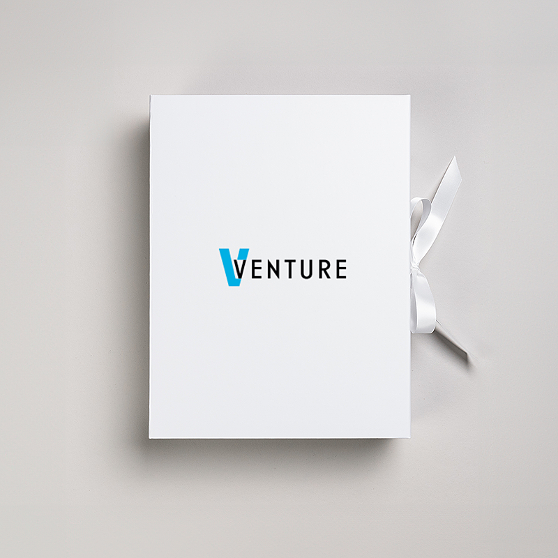 Picture of Magnetic Presentation Box with Ribbon - White