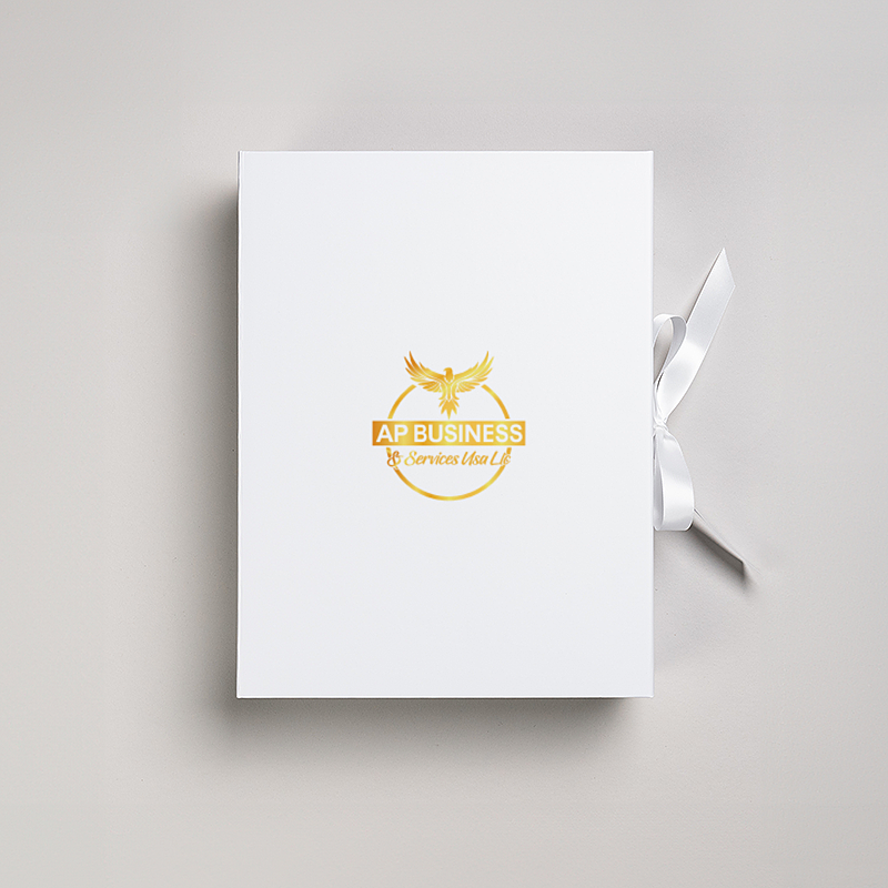 Picture of Magnetic Presentation Box with Ribbon - White