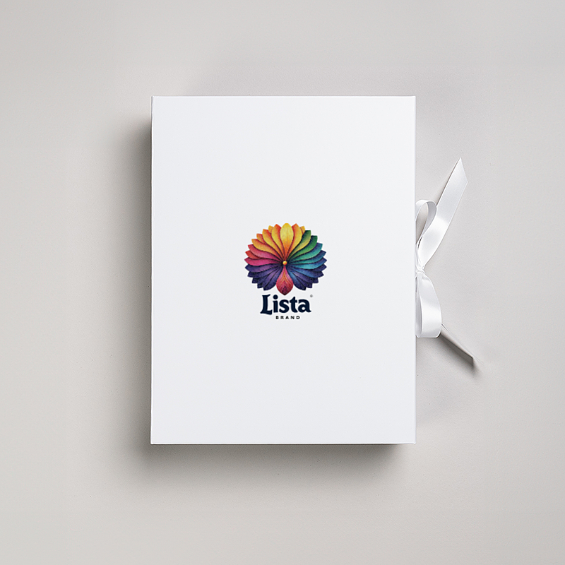Picture of Magnetic Presentation Box with Ribbon - White